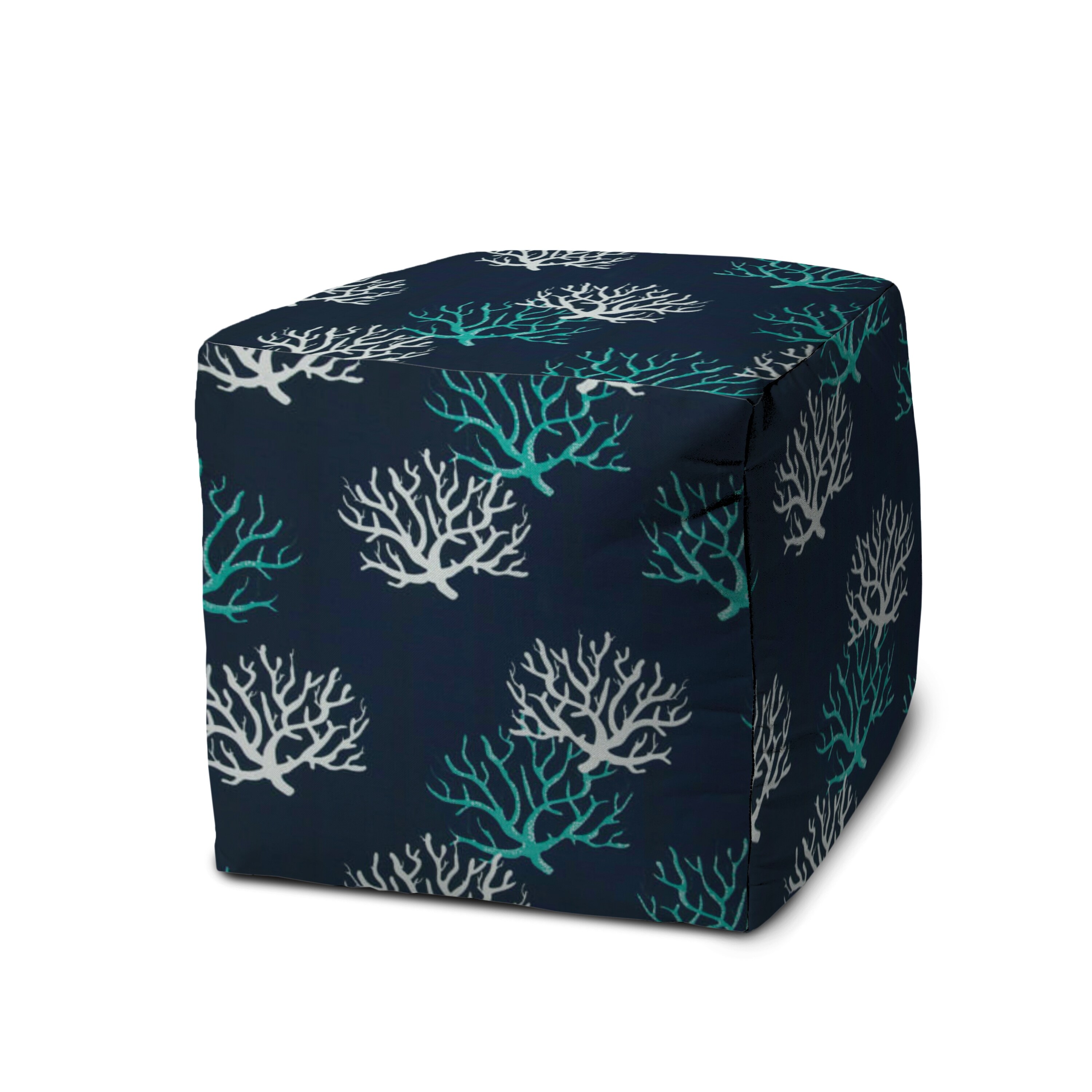 Joita Home FLOATING STARFISH Turquoise Indoor/Outdoor Pouf - Zipper Cover  with Luxury Polyfil Stuffing - 17 x 17 x 17 Cube 