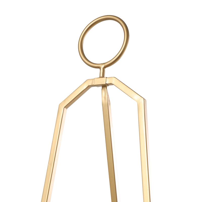 Gold Metal Tall Adjustable 3 Tier Display Easel with Circular Ring Top