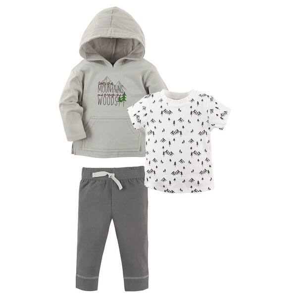 slide 1 of 1, Yoga Sprout Toddler Boy Cotton Hoodie, Bodysuit or Tee Top, and Pant, Mountains Toddler 2T - Mountains Toddler
