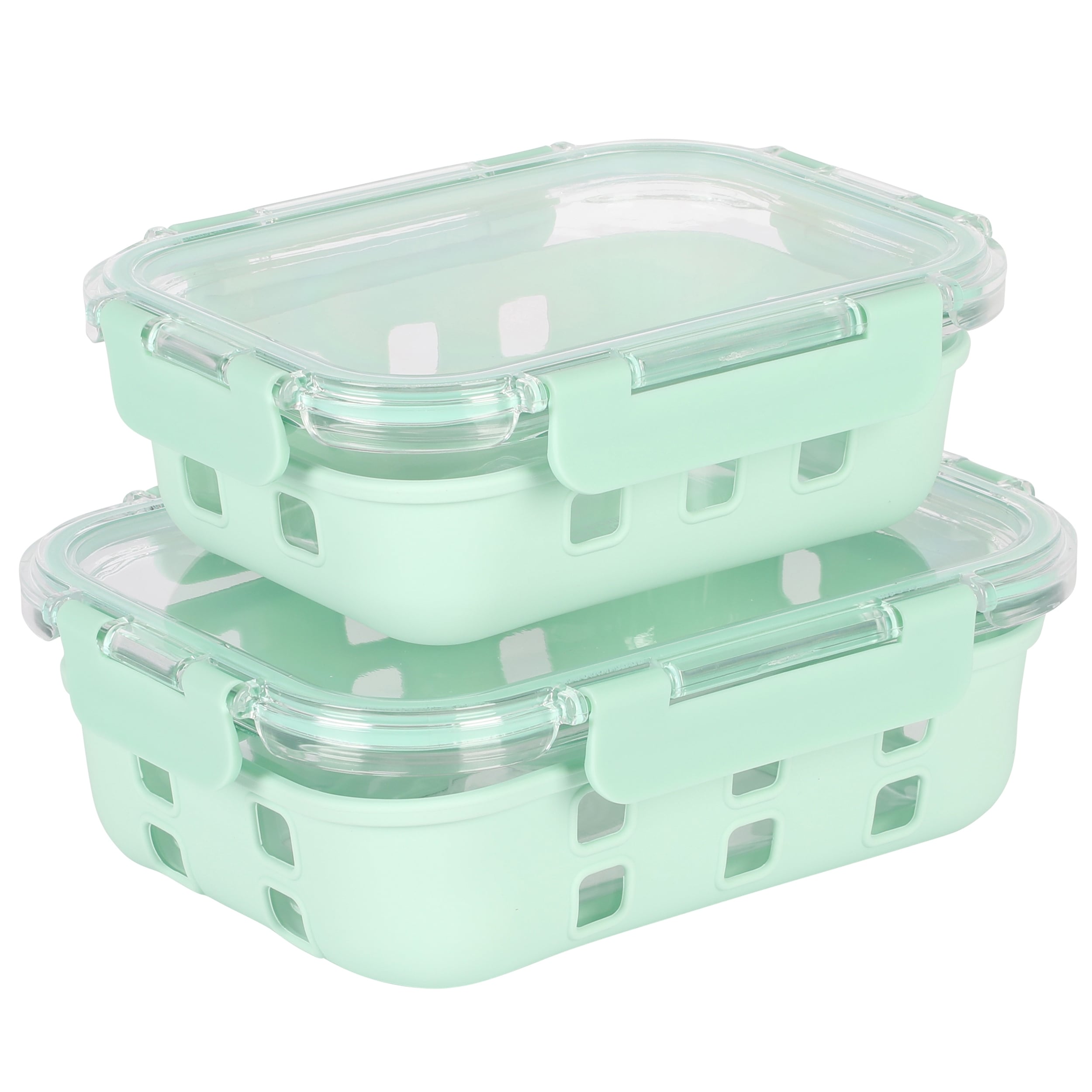 Snap Lid Square Glass Container Set, 2-Piece