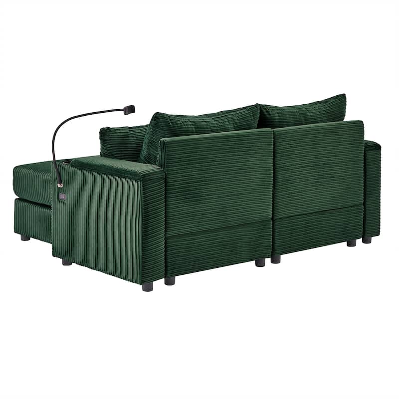 Modern Upholstered Sofa with A Movable Ottoman