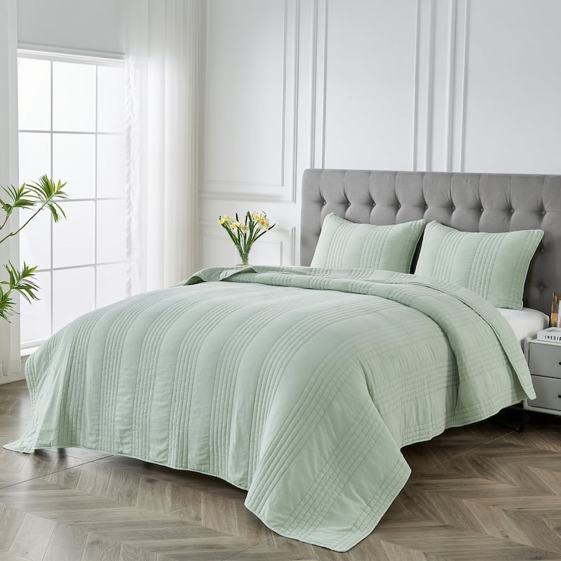 Stonewash Classic Cotton Quilt & Coverlet Set