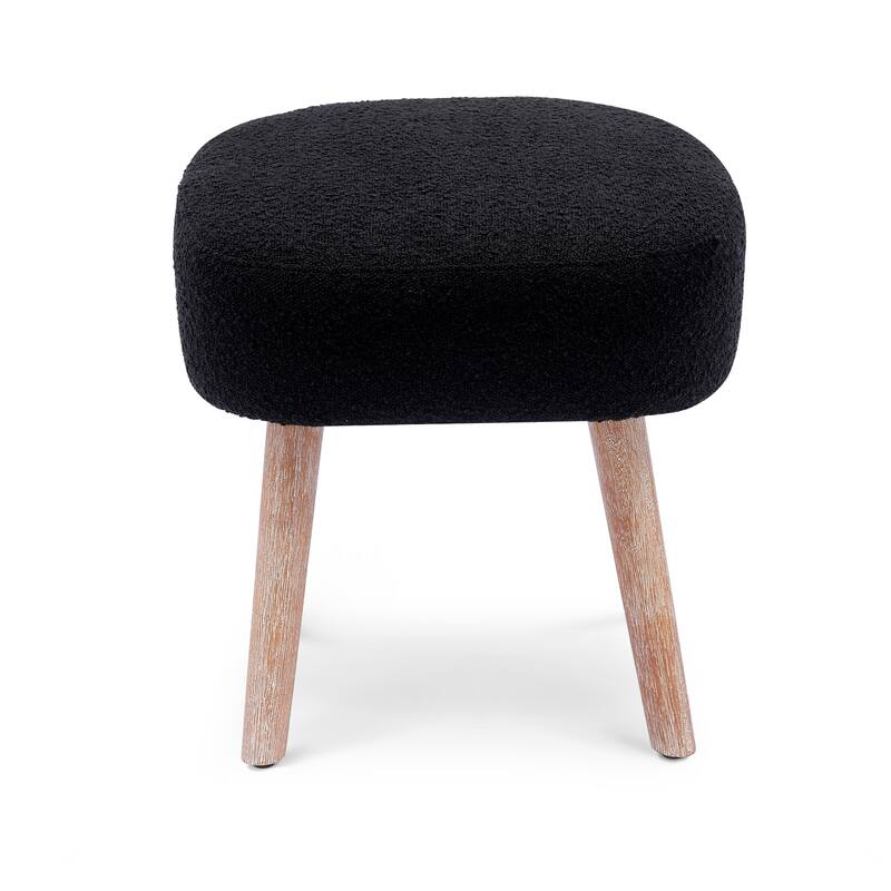 Boucle Polyester Upholstered Ottoman - Stain Resistant