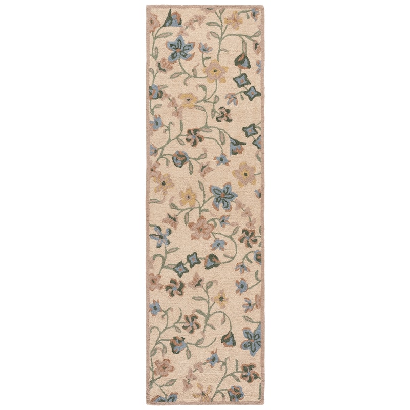 SAFAVIEH Handmade Chelsea Assia French Country Wool Rug - 2'3" x 8' Runner - Beige/Green