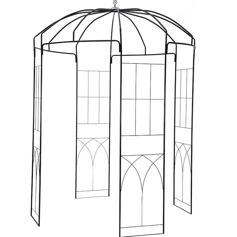 Outdoor Metal Garden Arbor Arch, Birdcage Trellis for Climbing Plants