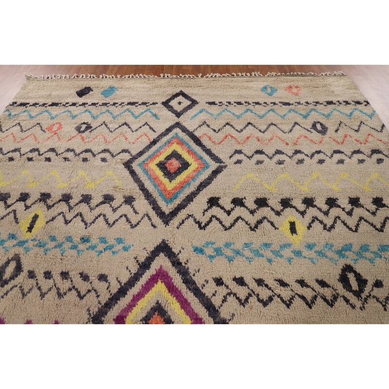 Tribal Moroccan Oriental Area Rug Handmade Wool Carpet - 9'0" x 12'4"