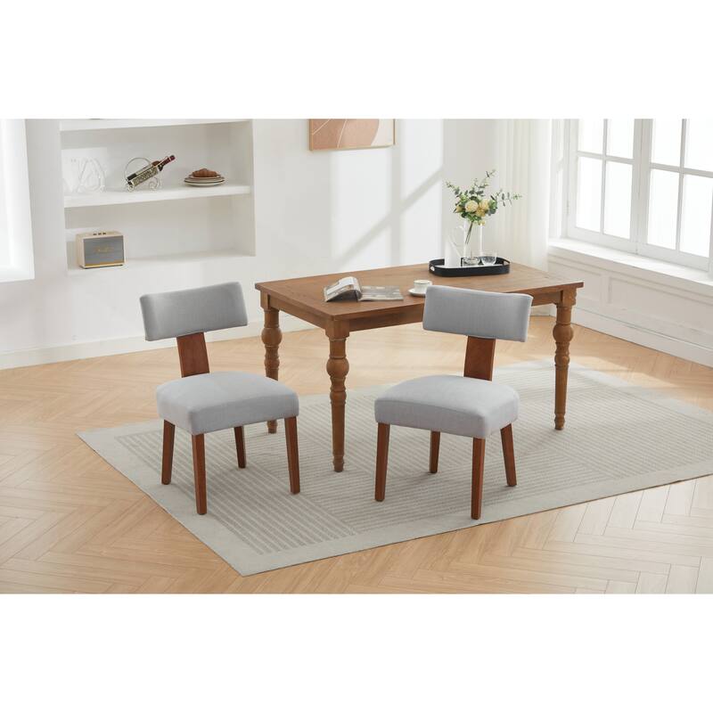 Set of 2 Fabric Modern Armless Dining Chairs