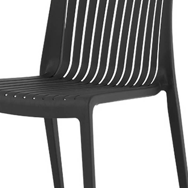 HomeRoots Set of Two Black Heavy Duty Plastic Outdoor Stacking Accent Chairs