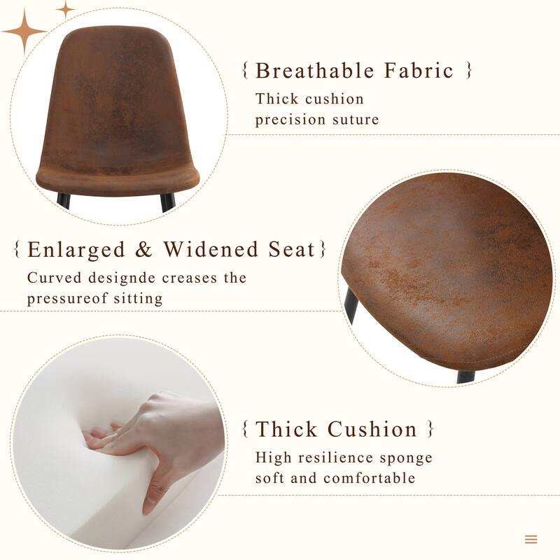 Armless Linen Dining Chairs with Metal Legs, Vintage Table & Chairs Set with Black Dining Table and 8 Side Chairs