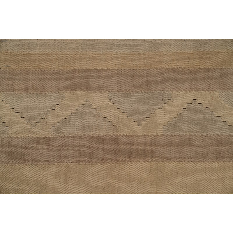 Hand Woven Oriental 100% Wool Carpet Southwestern Tribal Greys & Charcoal Kilim Area Rug - 9' 10'' X 6' 4''