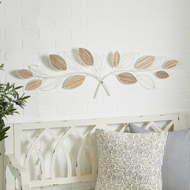 Brown Metal Leaf Home Wall Decor - Brown
