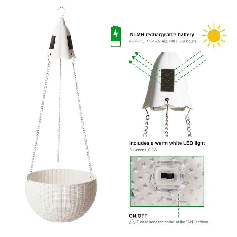 Baimuru 30-inch Height Solar Lighted Hanging Plastic Planter by Havenside Home