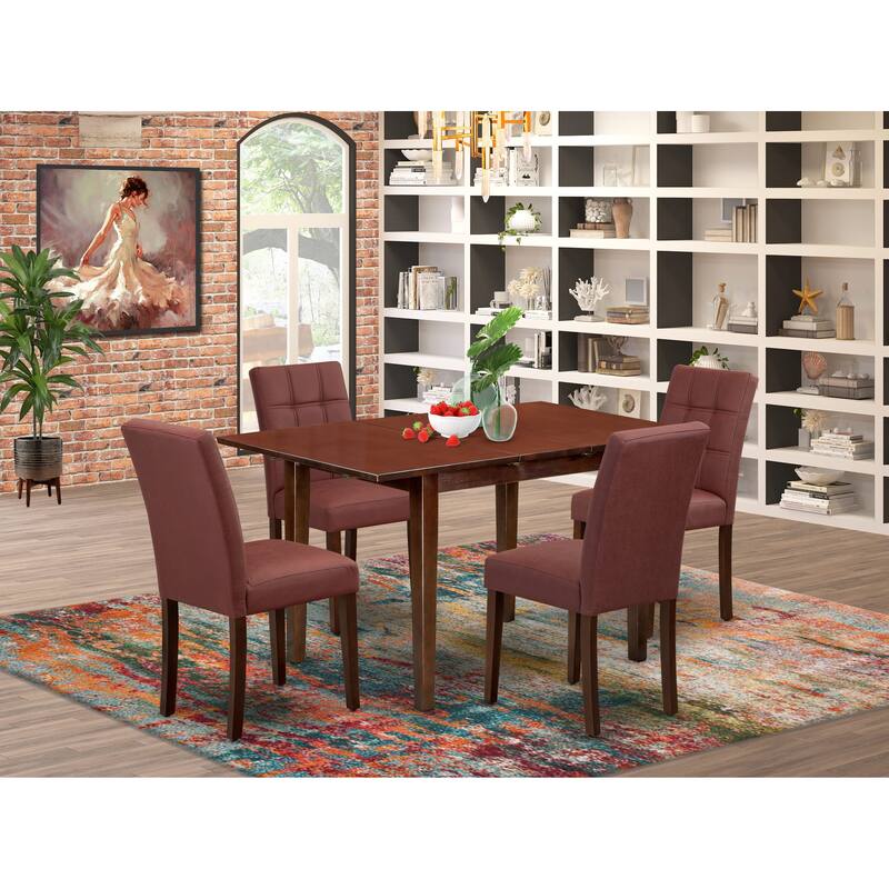 East West Furniture Dining Table Set Consists of a Rectangle Kitchen Table and Chairs, Mahogany (Pieces Options) - NFAS5-MAH-26