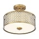 preview thumbnail 4 of 7, Meridian M60016 2 Light 13" Wide Semi-Flush Drum Ceiling Fixture