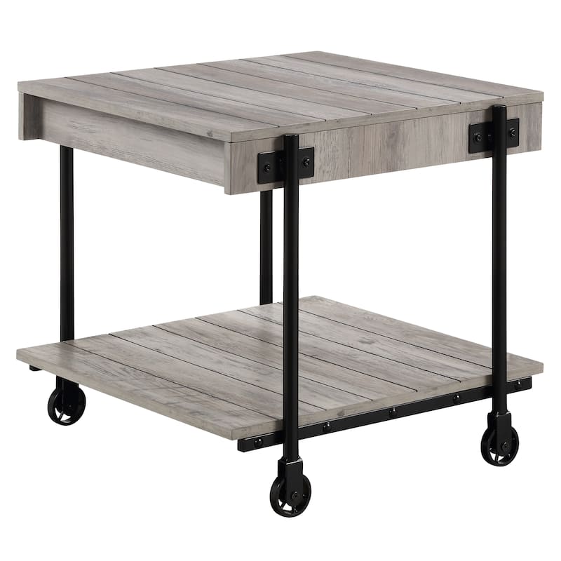 Hyssop Farmhouse Steel 2-Piece Coffee Table Set with Shelf by Furniture of America
