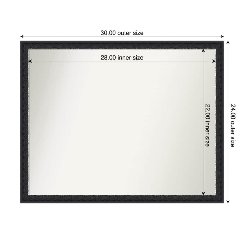 Bethany Non-Beveled Wood Framed Bathroom Vanity Wall Mirror - 30 x 24 in - Bethany Black