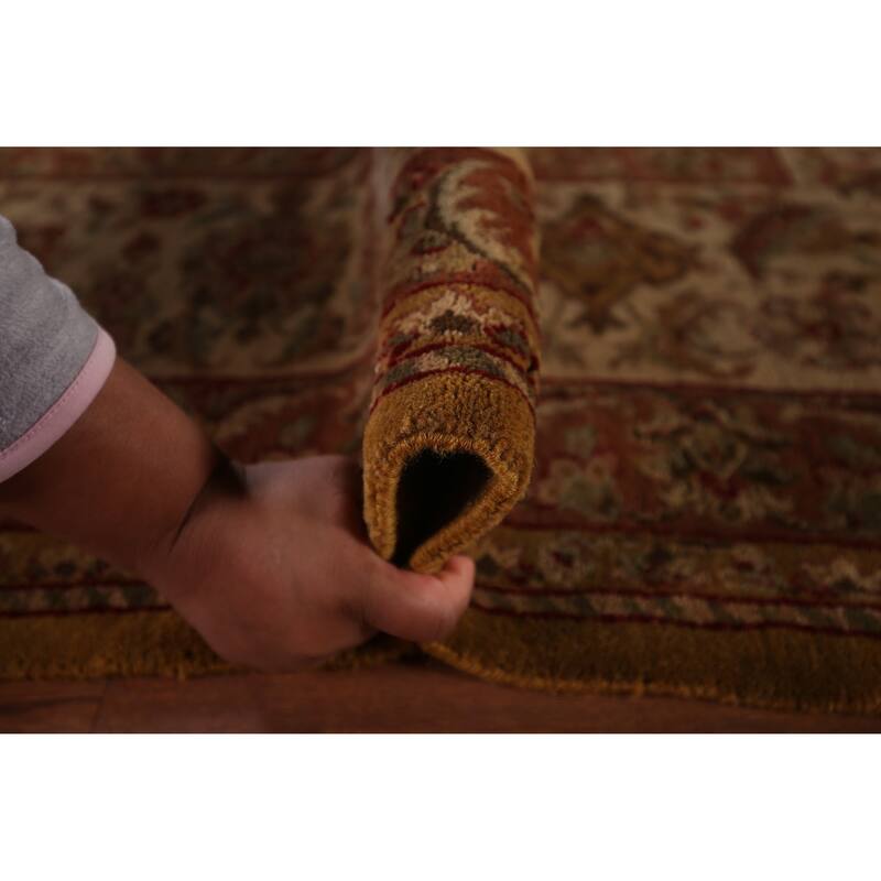 Black Floral Agra Oriental Area Rug Hand-Knotted Wool Carpet - 9'4" X 12'8"