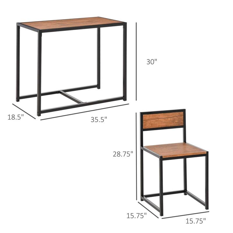 3-Piece Industrial Dining Table Set for 2, Kitchen Table and Chairs, Dining Room Sets for Small Spaces