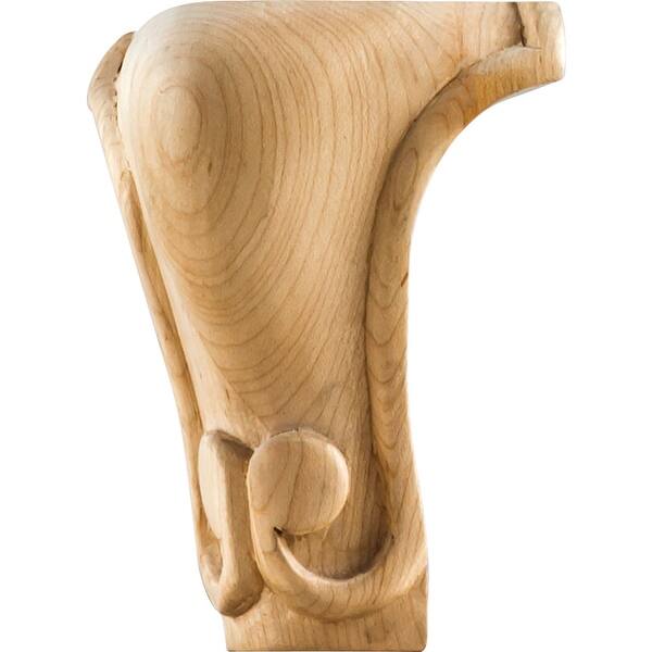 slide 1 of 1, Hardware Resources Foot with Queen Anne Styling, 5"H x 3-1/2"W x Natural Oak