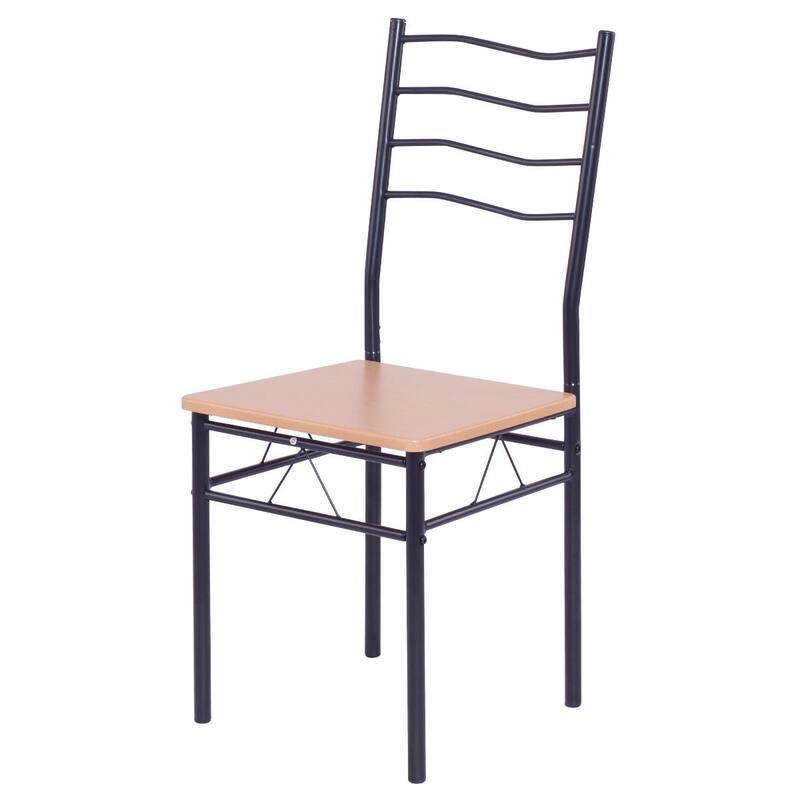 5 pcs Wood Metal Dining Table Set with 4 Chairs - Natural