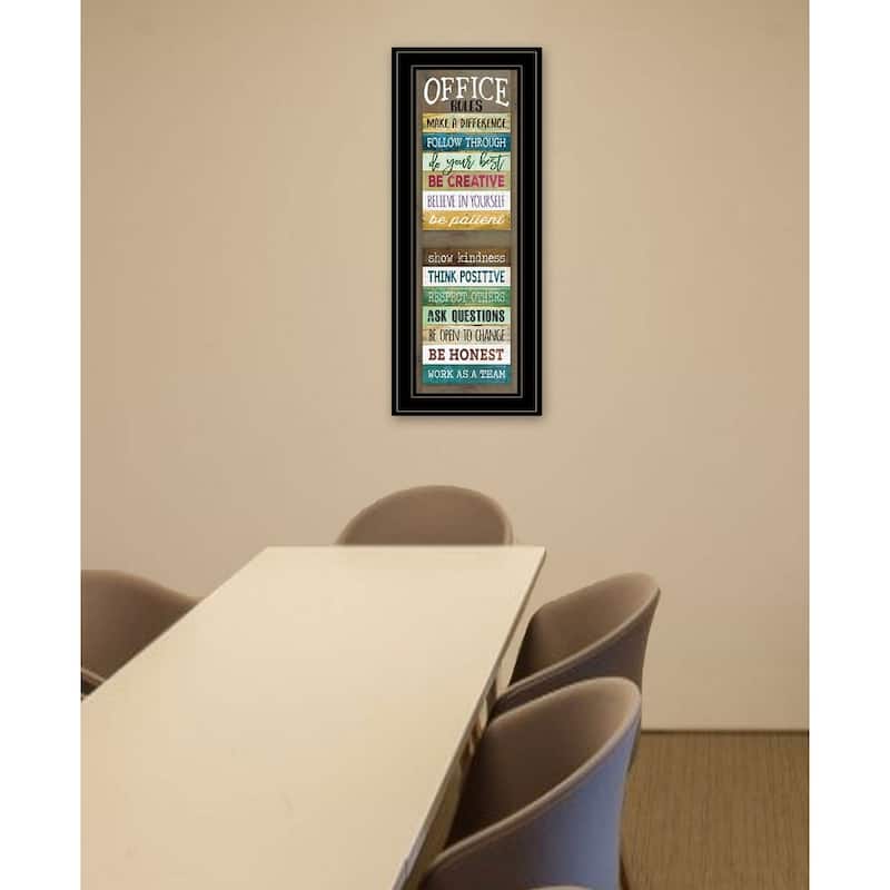 TrendyDecor4U Farmhouse "Office Rules" Framed Print Wall Art by Marla Rae - Muliti