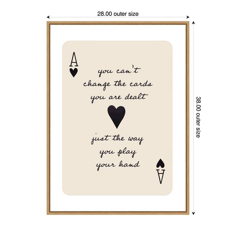 Kate and Laurel Ace of Heart Cards Positive Quote expansion by The Creative Bunch Studio Framed Canvas Wall Art Print