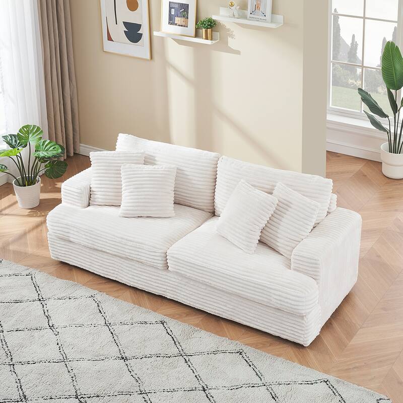 3-Seat corduroy Sofe With 4 Pillows