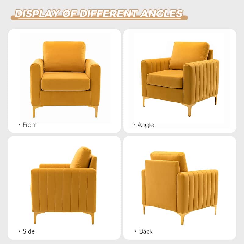 Ganymedes Modern Velvet Accent Arm Chair with Golden Legs by HULALA HOME