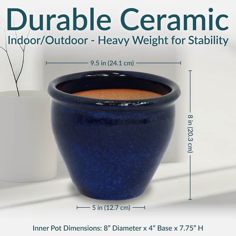 Sunnydaze Chalet Ceramic Indoor/Outdoor Planter - Set of 2