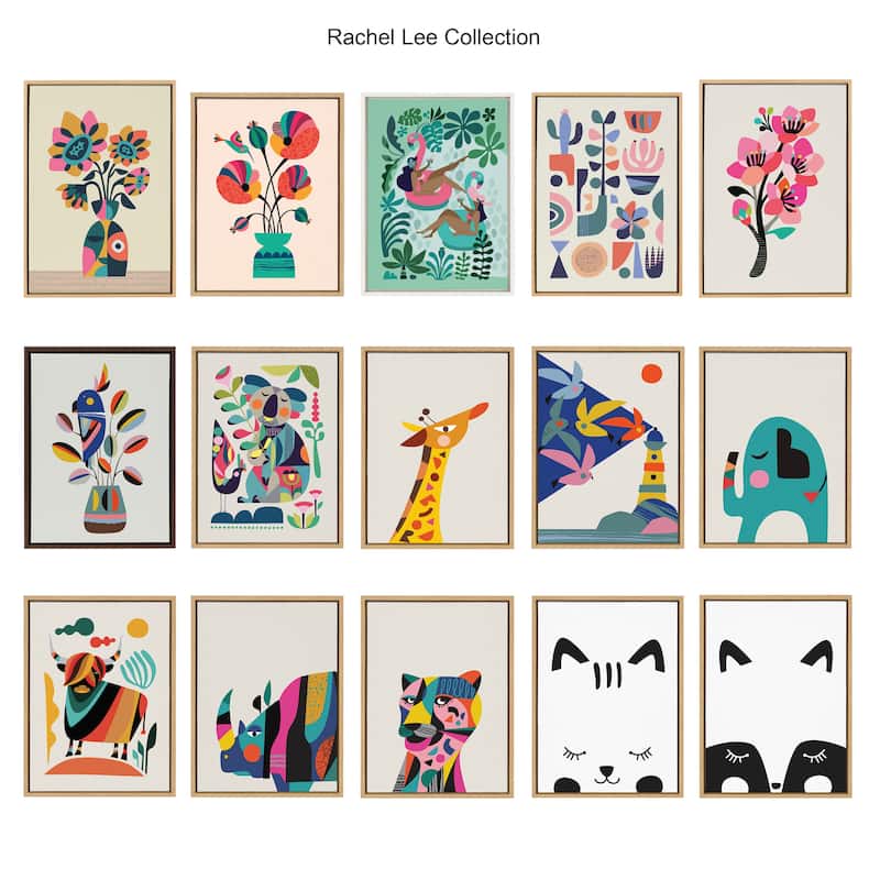 Kate and Laurel Sylvie Mid-Century Crocodile Framed Canvas by Rachel Lee