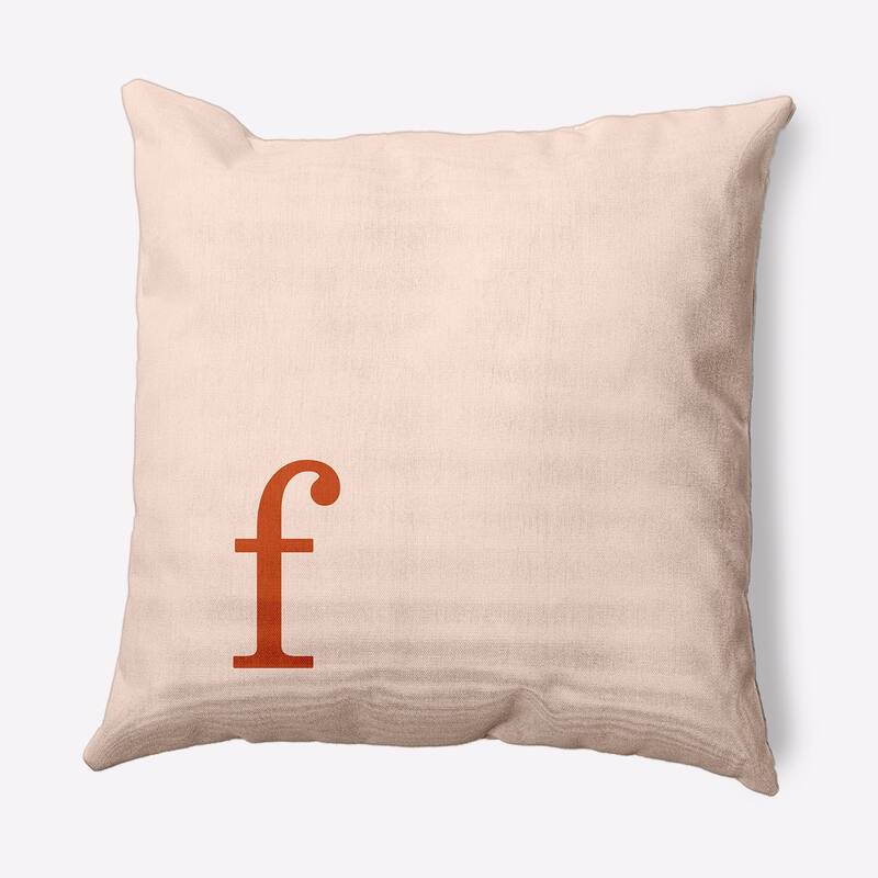 Modern Monogram Indoor/Outdoor Throw Pillow-F - 18" x 18" - Sienna