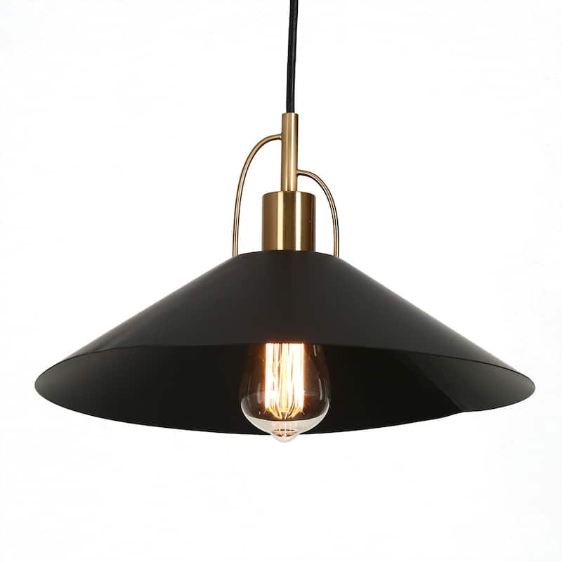 Modern Farmhouse 1-Light Black Gold Pendant Light Kitchen Island Lights - D 14'' x H 8''
