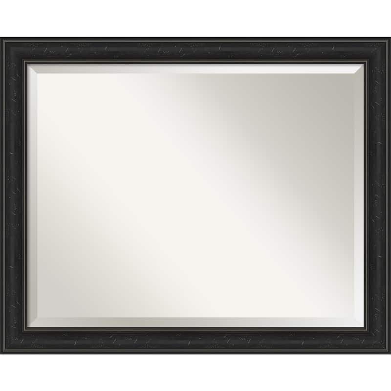 Beveled Bathroom Wall Mirror - Shipwreck Black Narrow Frame