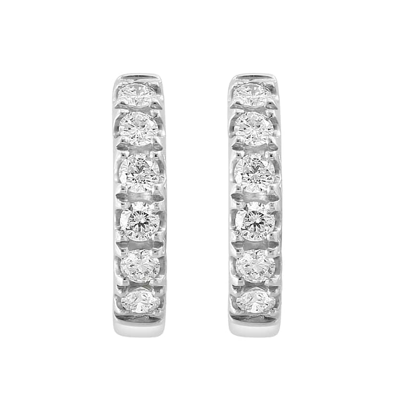 Effy Women's 14k White Gold Pave Diamond Hoop Earrings