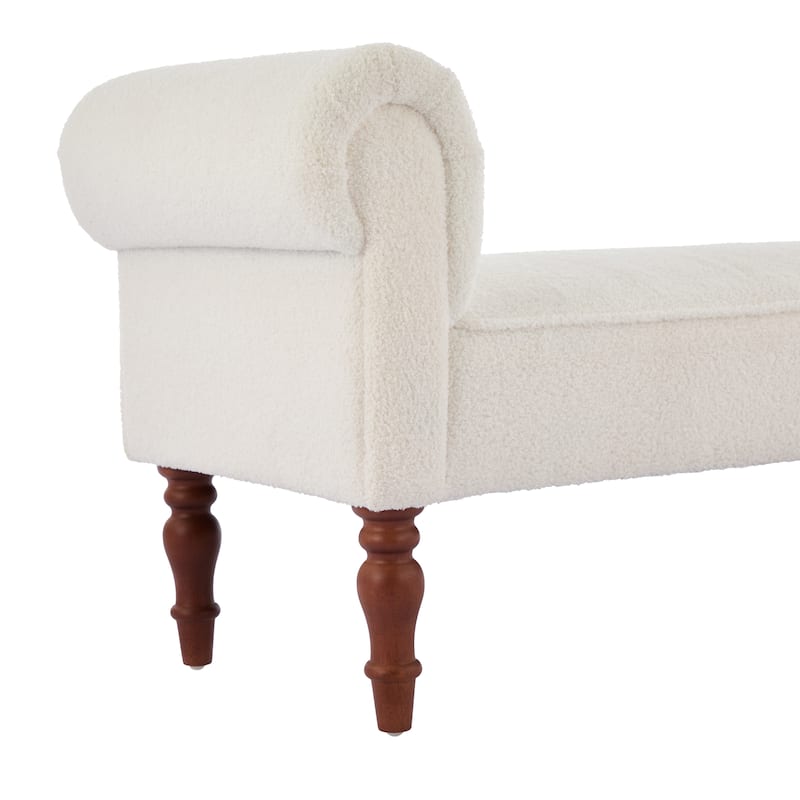 Christopher Knight Home - Elric Teddy Upholstered Bench with Rolled Arms and Solid Wood Legs