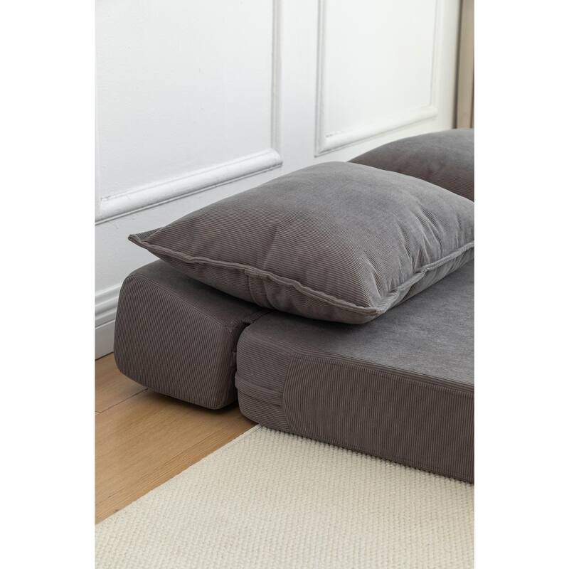 Foldable Sofa Bed Sleeper Lounge Chair with Pillow, Floor Mattress Couch with Backrest