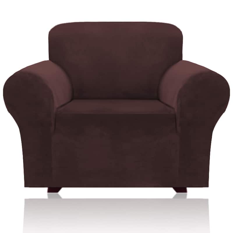 1-Piece Stretch Velvet Plush Sofa Slipcover