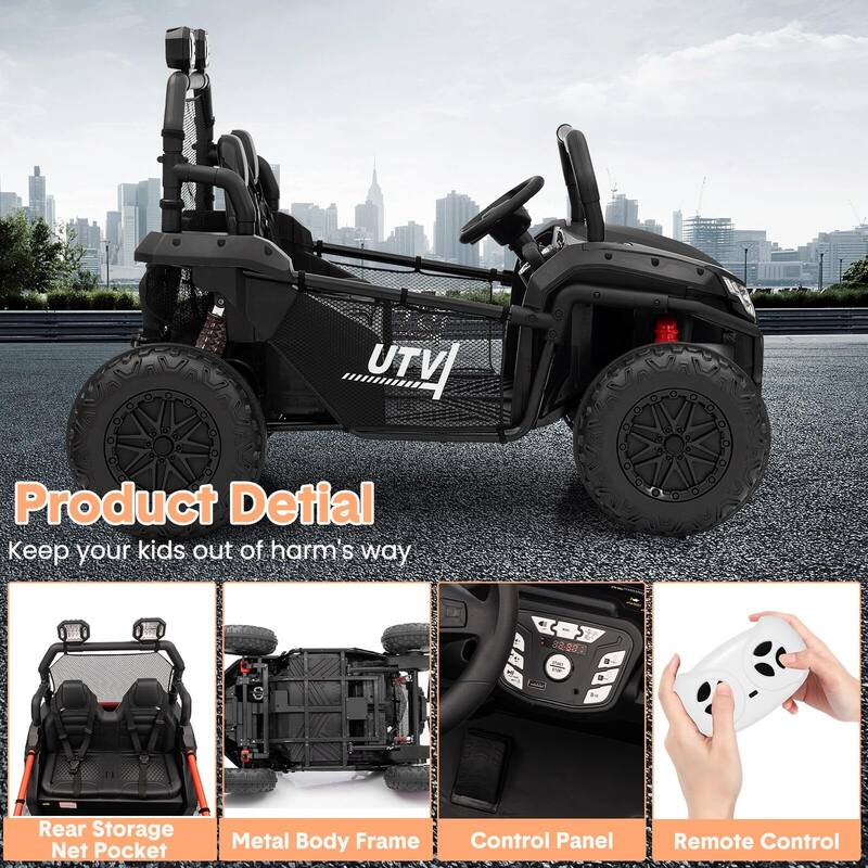 24V Kids Electric Car, 2-Seater UTV Off-Road