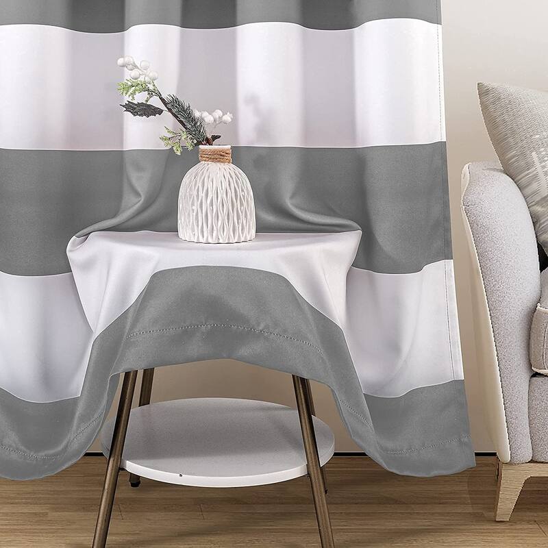 DriftAway Mia Stripe Room Darkening Curtain Panel Pair