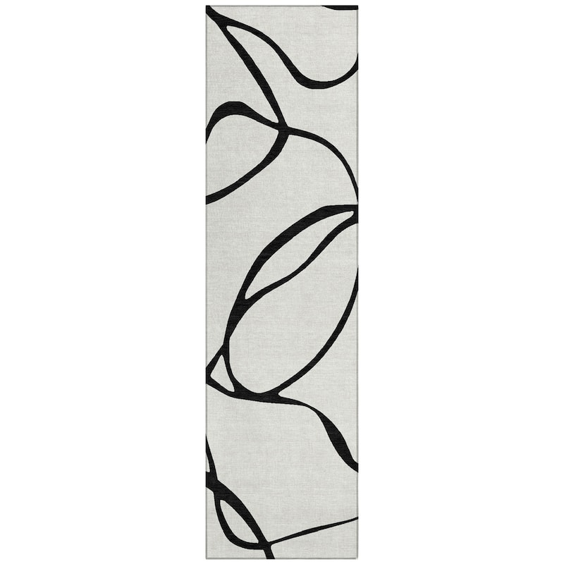 Machine Washable Indoor/ Outdoor Abstract Modern Chantille Rug