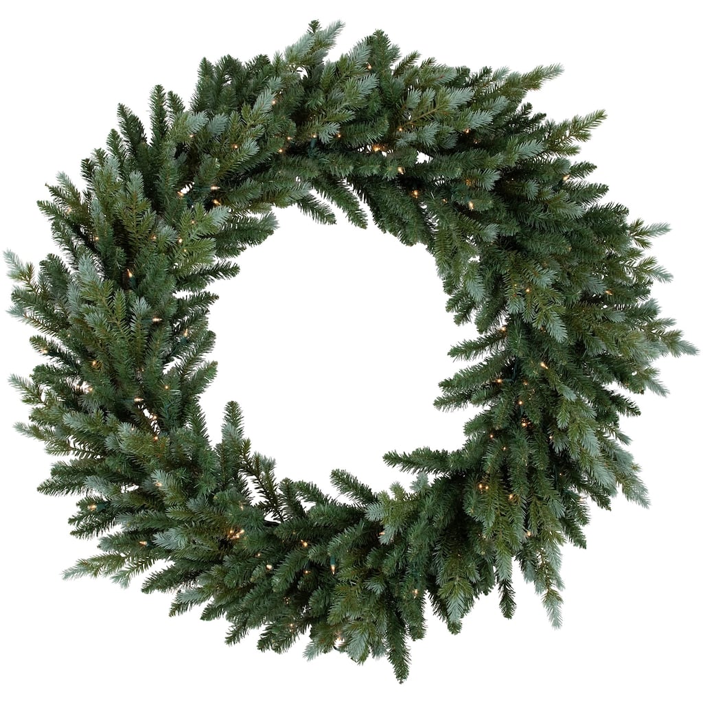 Pre-Lit Blue Spruce Artificial Christmas Wreath 48-Inch Clear Lights - 48"