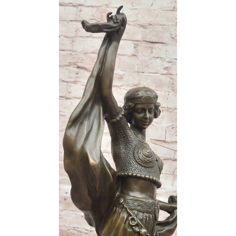 Art Deco Dancer Bronze Sculpture – Graceful Figurine On Marble Base By D. Gonon