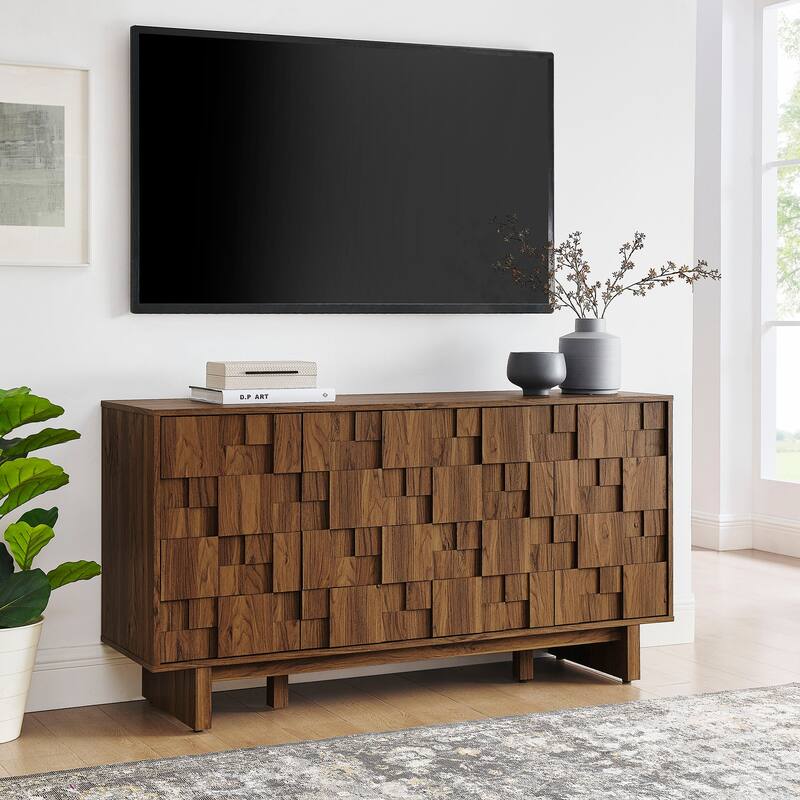 Owen 59 Inch 4 Door Geometric Sideboard - Walnut