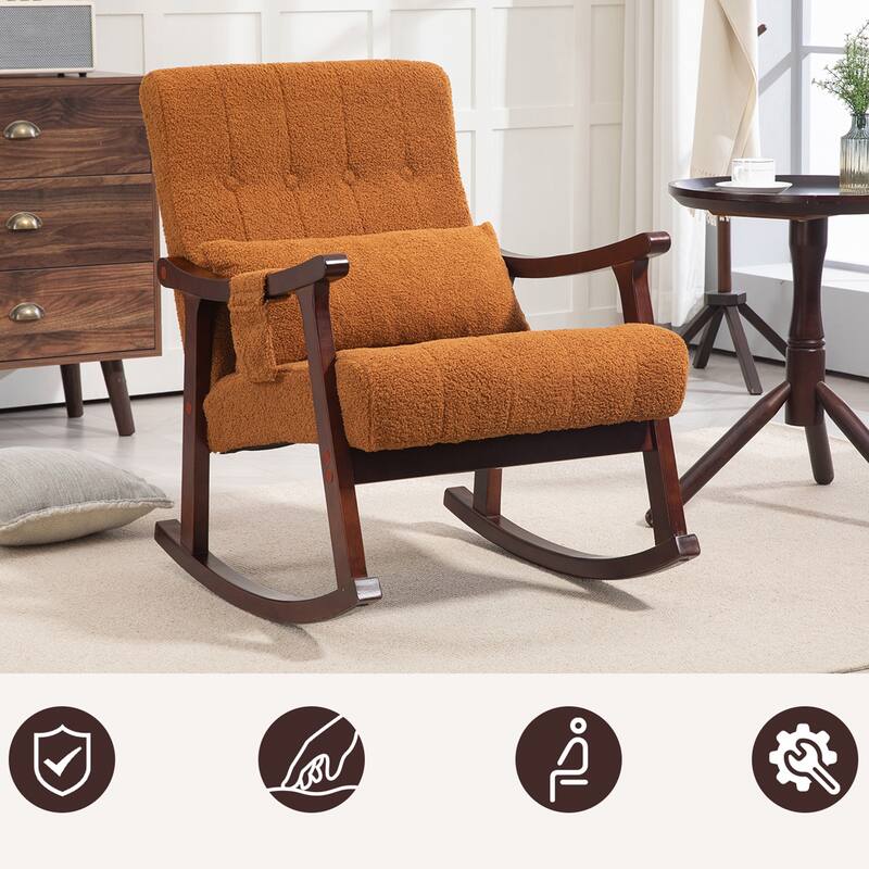 AVAWING Upholstered Rocking Chair with Massage Lumbar Support