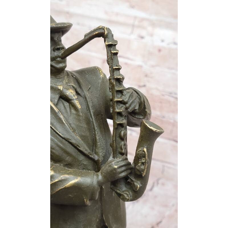Jazz Saxophone Player Bronze Sculpture - Mid-Century Music Art