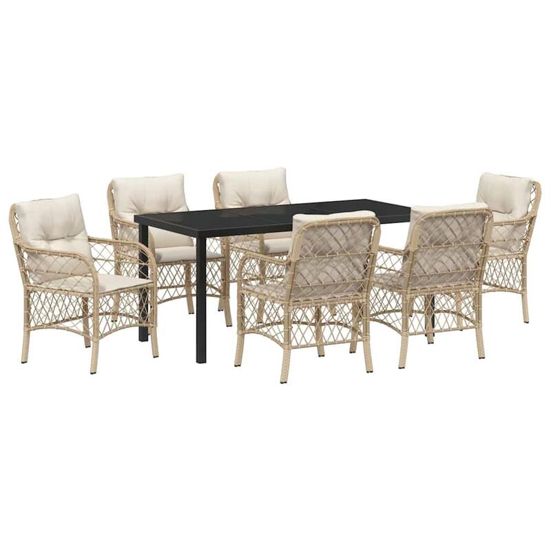 vidaXL Garden Dining Set with Cushion Poly Rattan