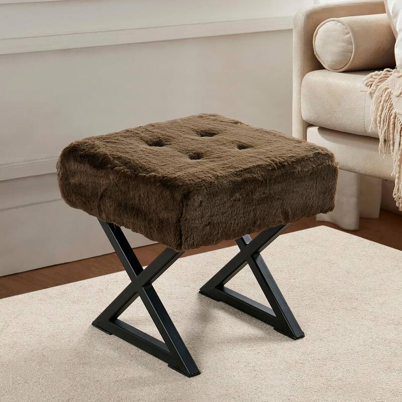 FauxFur Ottoman Vanity Stool 19"X19"X19".