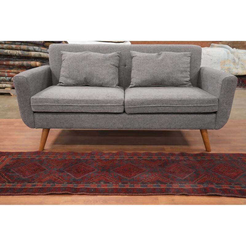 Hand Knotted Oriental 100% Wool Carpet Traditional Tribal Red Balouch Runner Rug - 7' 9'' X 2' 0''