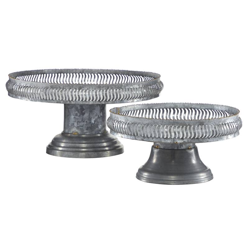 Metal Galvanized Cake Stand - Set of 2 Gray - Roche River Decor - Gray