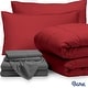 preview thumbnail 19 of 79, Bare Home Bed-in-a-Bag Down Alternative Comforter & Sheet Set Red/Grey - Full